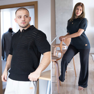 100% organic cotton chunk knit shirt