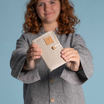 organic linen passport wallet