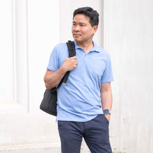 Load image into Gallery viewer, organic cotton polo shirt blue