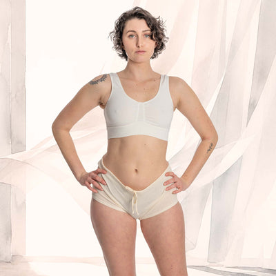 LADYSMITH Elastic-free 100% Organic Cotton Boy Shorts Panty (Grown & Made in USA) (No Lycra, No Spandex, Hidden Drawstrings) (99.99%-100% Biodegradable)