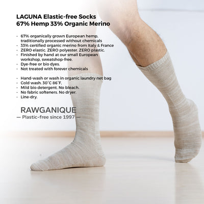 plastic-free hemp merino wool socks elastic-free