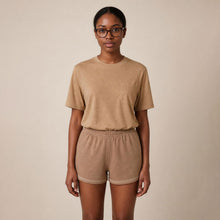 Load image into Gallery viewer, 100% certified organic regenerative cotton t-shirt in colorgrown brown color dye-free plastic-free polyester-free