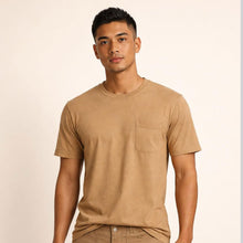 Load image into Gallery viewer, LAKEFOREST Limited Edition 100% Organic Cotton Luxury Pocket T-Shirt Colorgrown Brown (Dye-free, OC Thread, No Latex, No Elastic, No Polyester, No Formaldehyde, No Forever Chemicals, OC Thread Option) (100% Natural Origin &amp; Biodegradable)