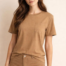 Load image into Gallery viewer, LAKEFOREST Limited Edition 100% Organic Cotton Luxury Pocket T-Shirt Colorgrown Brown (Dye-free, OC Thread, No Latex, No Elastic, No Polyester, No Formaldehyde, No Forever Chemicals, OC Thread Option) (100% Natural Origin &amp; Biodegradable)