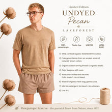 Load image into Gallery viewer, 100% certified organic regenerative cotton t-shirt in colorgrown brown color undyed plastic-free