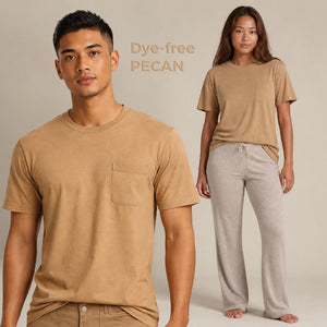 100% certified organic regenerative cotton pocket t-shirt in cologrown brown color