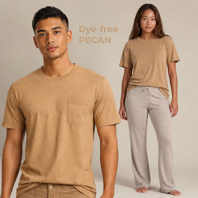 100% certified organic regenerative cotton pocket t-shirt in cologrown brown color