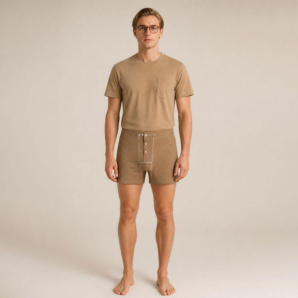 100% certified organic regenerative cotton t-shirt in colorgrown brown color dye-free plastic-free polyester-free