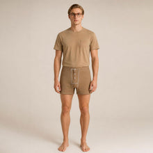 Load image into Gallery viewer, 100% certified organic regenerative cotton t-shirt in colorgrown brown color dye-free plastic-free polyester-free