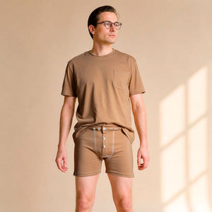 certified organic regenerative cotton boxer briefs no elastic no polyester dye-free colorgrown brown color