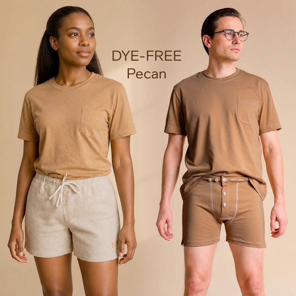 100% certified regenerative organic cotton pocket t-shirt in colorgrown brown color dye-free polyester-free