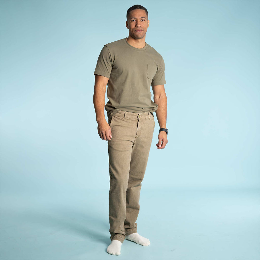 organic cotton chinos with natural clay dyes