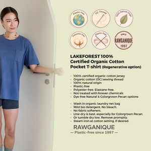100% certified organic regenerative cotton pocket t-shirt plastic-free polyester-free