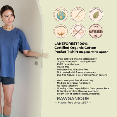 100% certified organic regenerative cotton pocket t-shirt plastic-free polyester-free