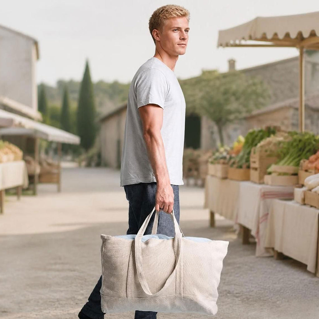 100% organic linen giant tote bag