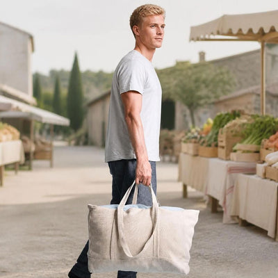100% organic linen giant tote bag