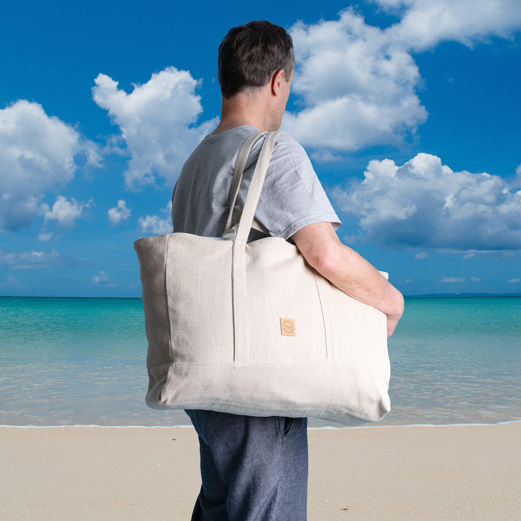 organic linen giant tote bag