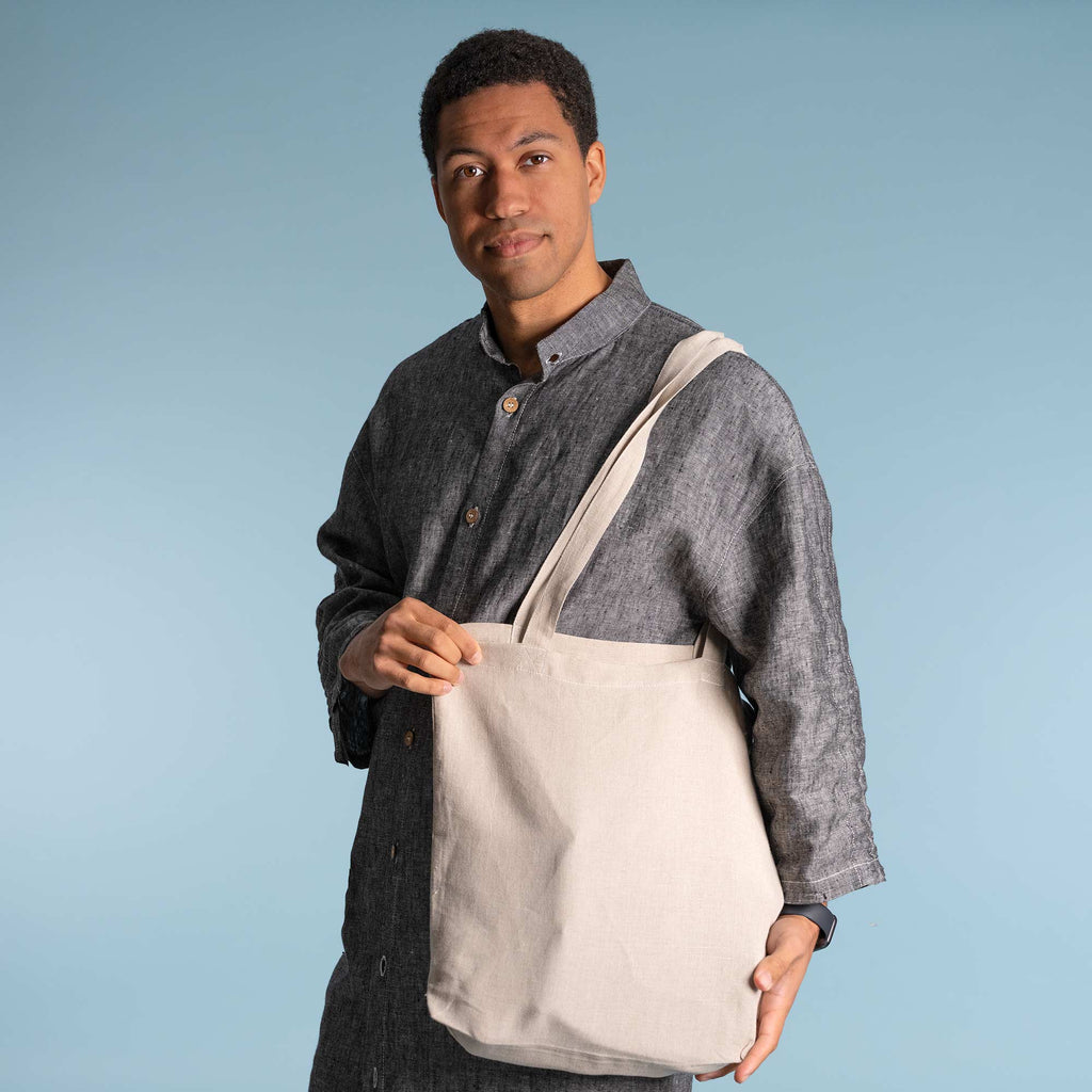 100% organic linen shopping bag