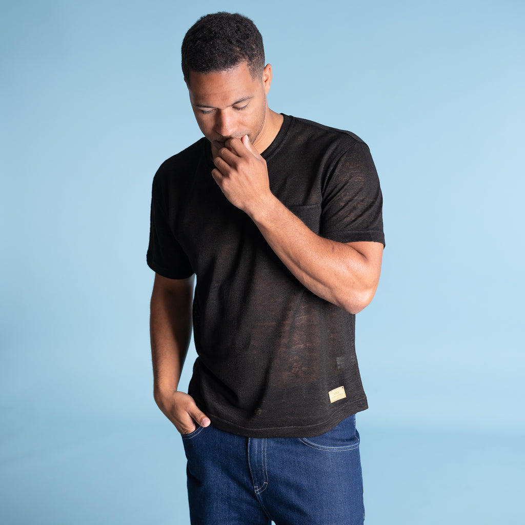 100% organic linen t-shirt plastic-free