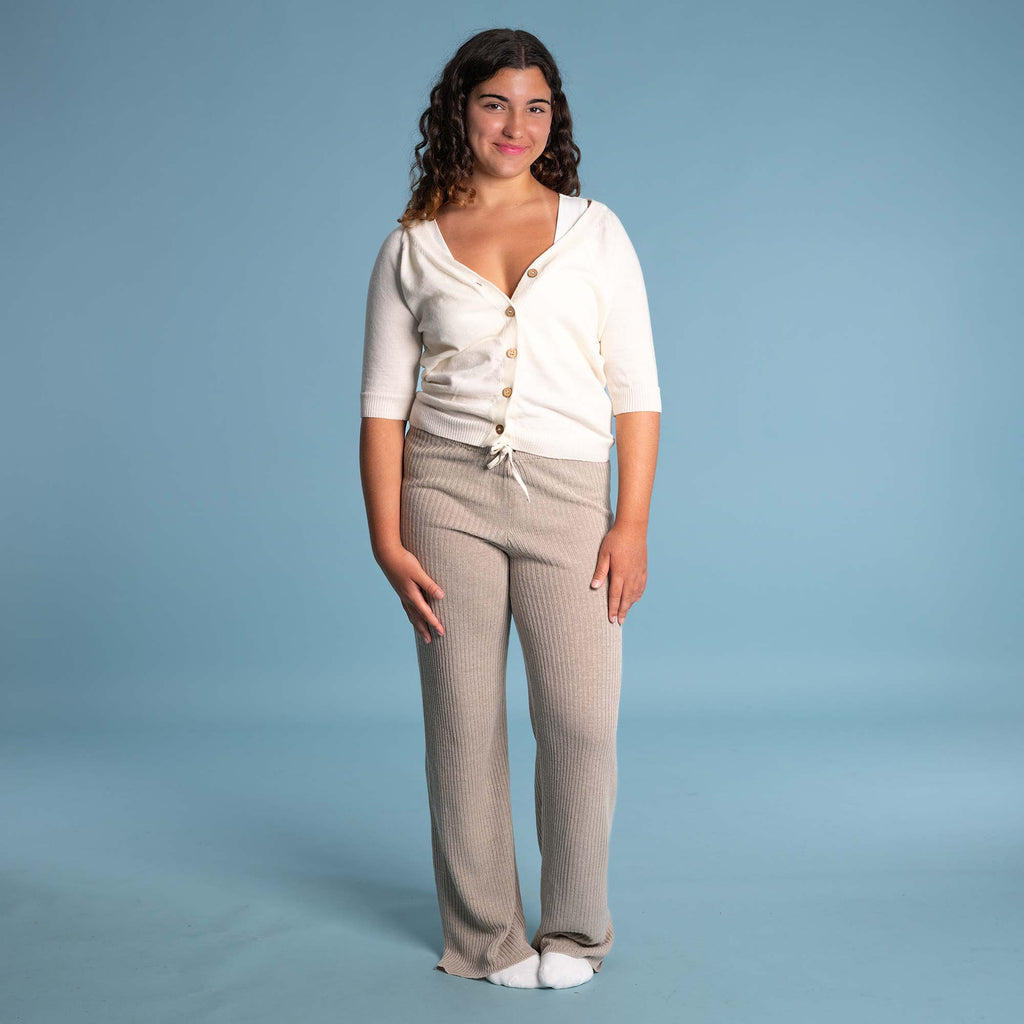 organic flax linen knit pants for ladies