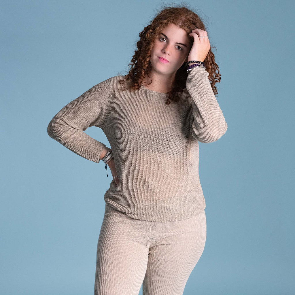 organic linen knit blouse