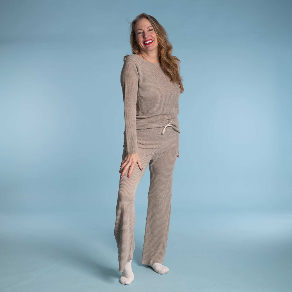 organic linen knit pants for ladies