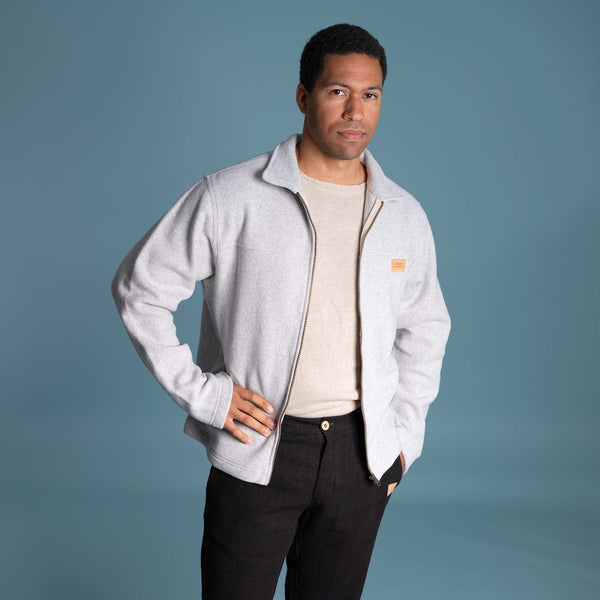 100% Organic Cotton Fleece Zippered Collared Jacket (Plastic-free