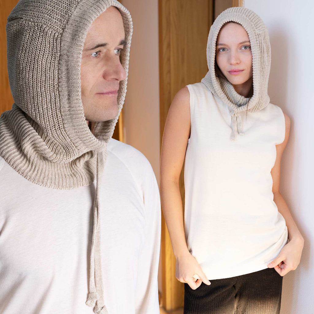 100% organic linen hoodie hat