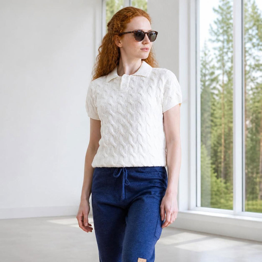 plastic-free 100% organic merino polo shirt