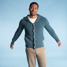 Load image into Gallery viewer, 100% organic merino wool cardigan sweater with hood plastic-free