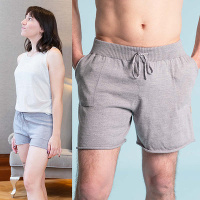 NEW ZEALAND 100% Organic Merino Wool Lounge Shorts (Back Pocket, Covered Organic Elastic Waist, No Polyester, No Synthetics) (100% Biodegradable)