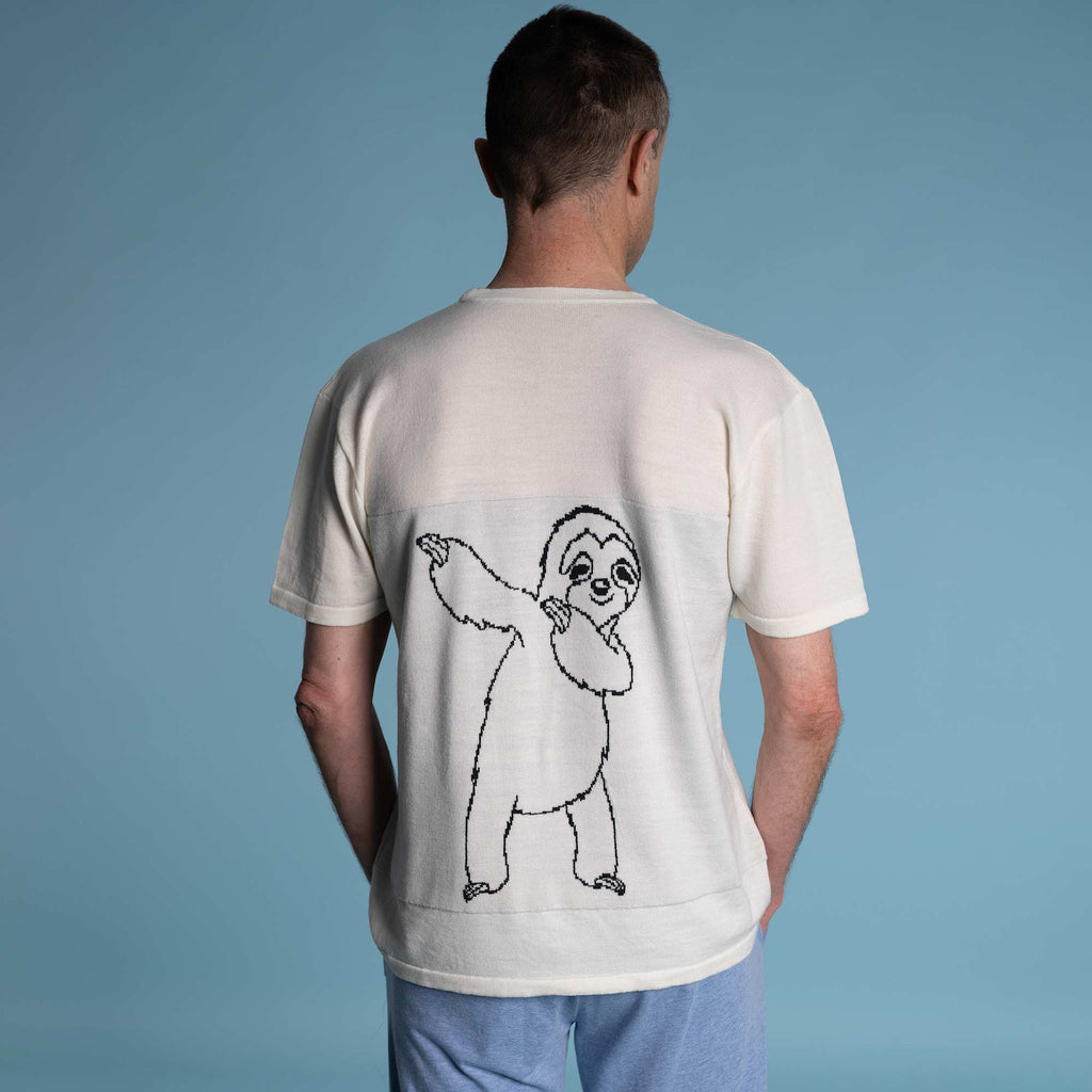 100% organic merino t-shirt sloth print