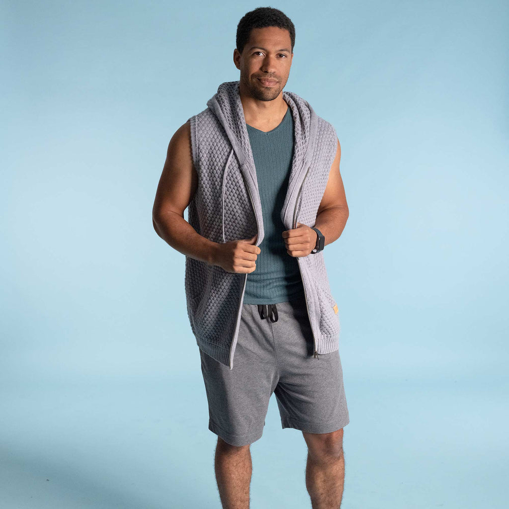 100% organic merino wool hoodie vest