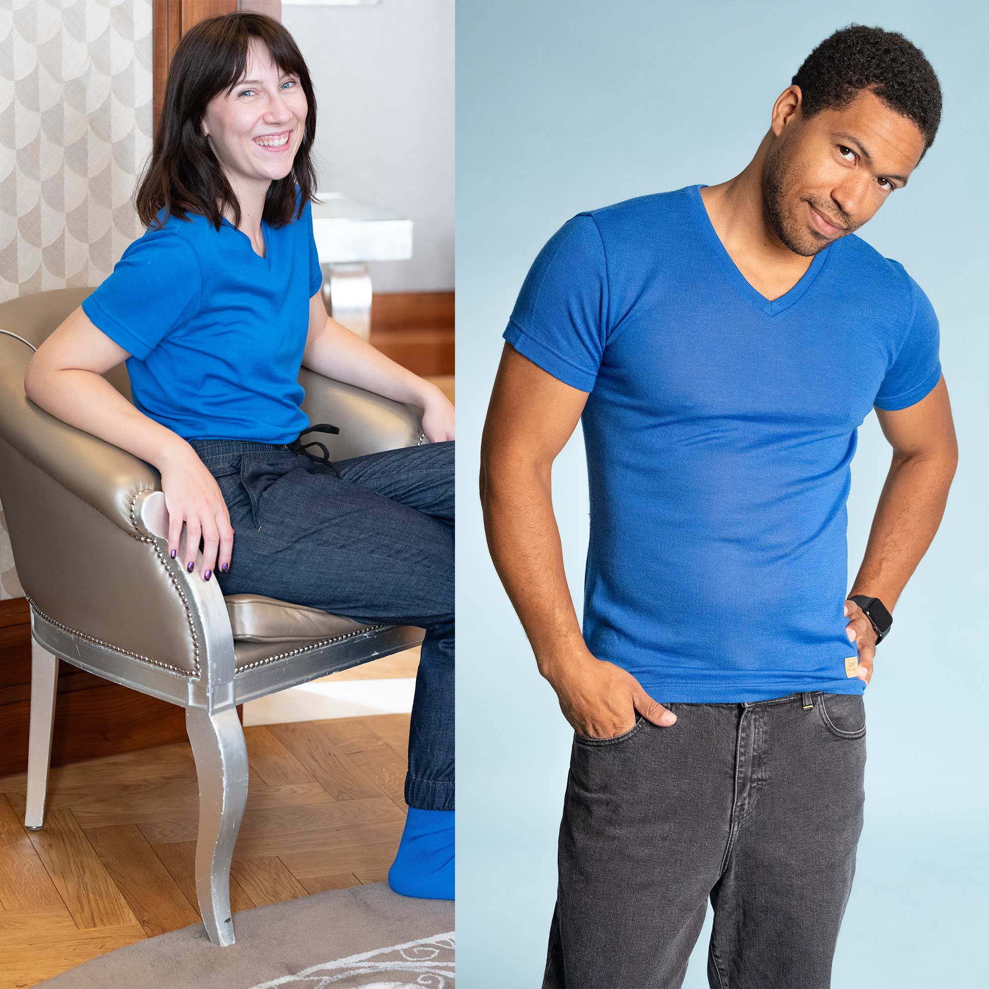 100% Organic Merino Wool V-Neck T-Shirt (100% Biodegradable Non