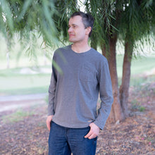 Load image into Gallery viewer, 100% organic cotton long-sleeve t-shirt with pocket no polyester