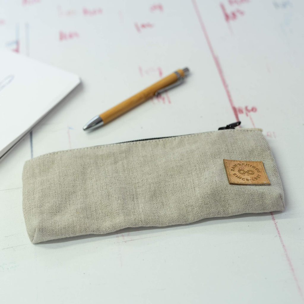 organic linen zippered pouch