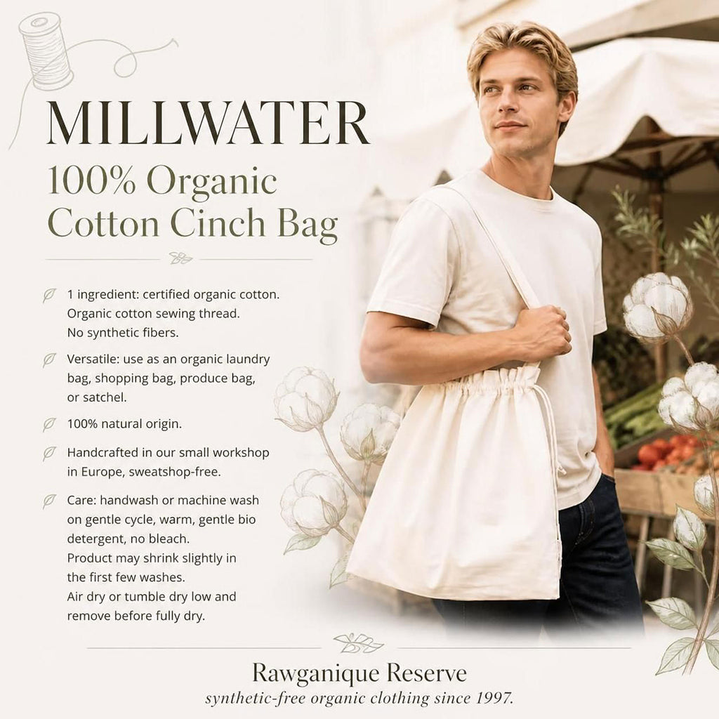 100% certified organic cotton cinch laundry bag plastic-free