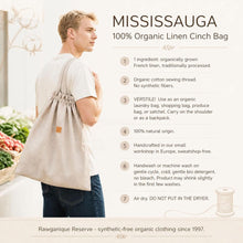 Load image into Gallery viewer, 100% organic linen cinch bag for laundry and shopping plastic-free polyester-free