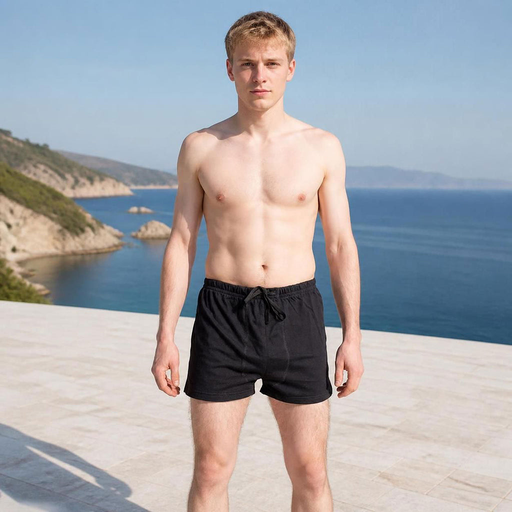 plastic-free 100% certified organic cotton knit lounge shorts pajama shorts polyester-free