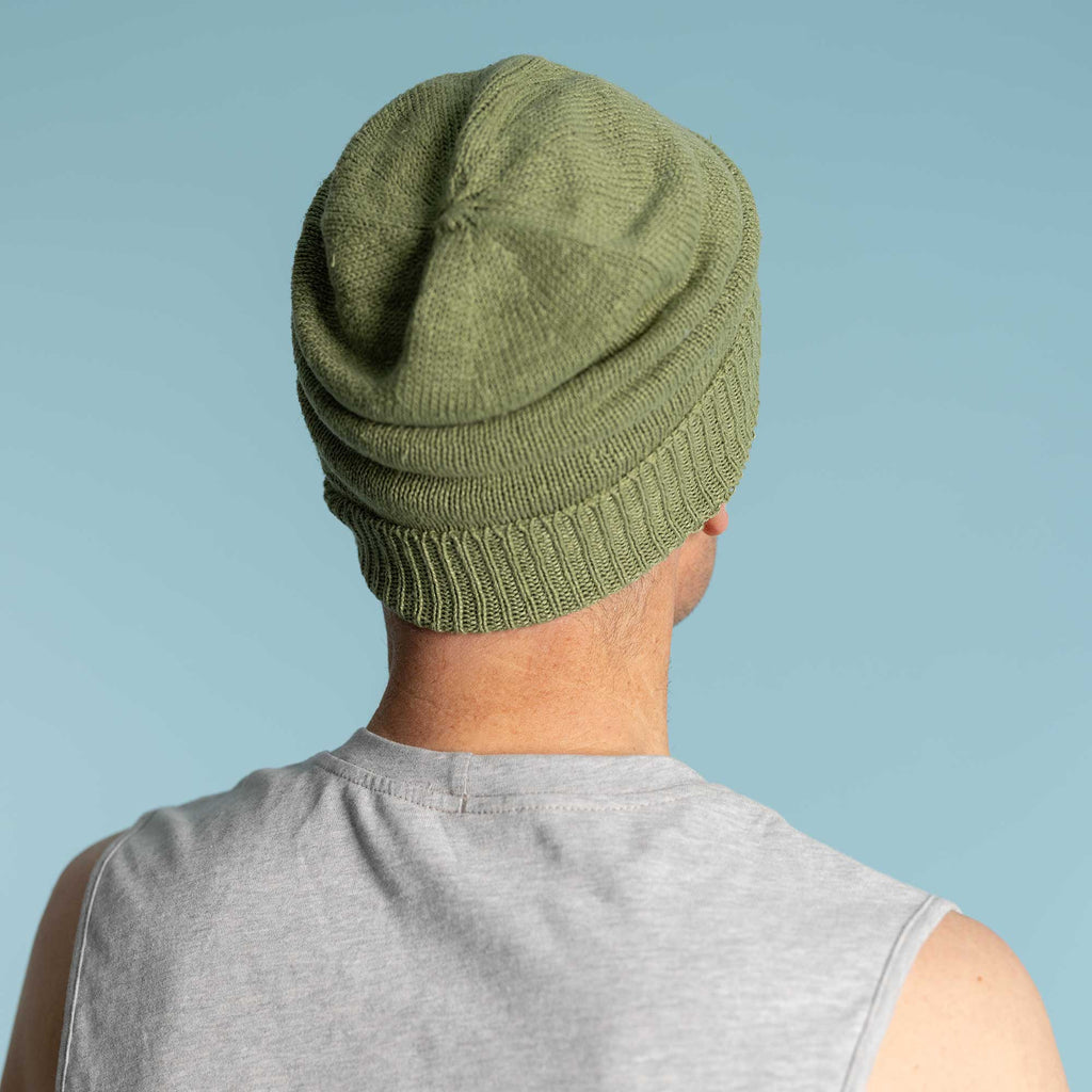 linen knit beanie