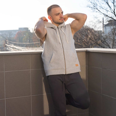 100% organic cotton fleece hoodie vest