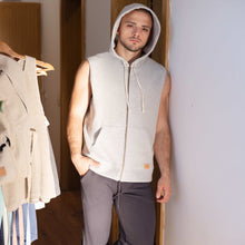 Load image into Gallery viewer, organic cotton fleece vest with hoodie