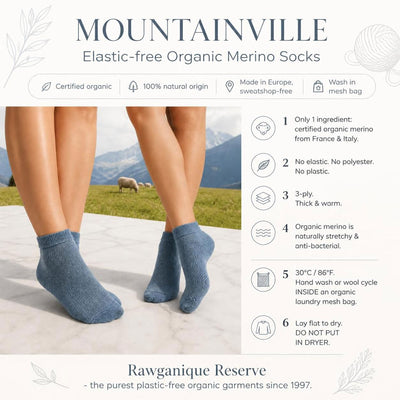 polyester-free 100% organic merino wool anklets socks thick warm
