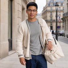 Load image into Gallery viewer, 100% organic linen duffel bag for sports and travel
