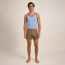 Load image into Gallery viewer, CORBIN Elastic-Free 100% Organic Cotton Boxers Colorgrown Pecan (Dye-free; OC Thread, No Drawstrings, Gusset Crotch, Nut Buttons, OC Interfacing, No Latex, No Plastic, No Synthetics) (100% Biodegradable)