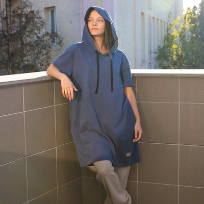 100% organic cotton hooded tunic dress