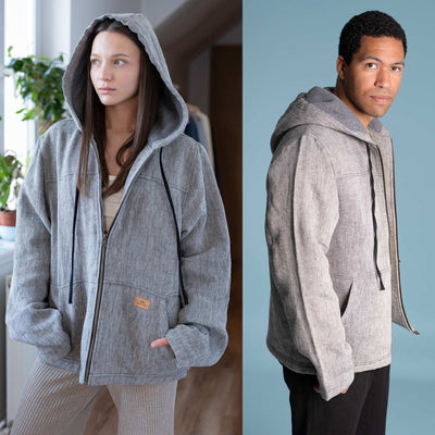 100% organic linen hoodie jacket