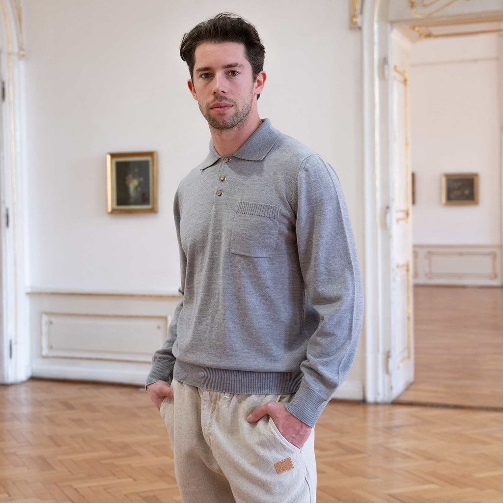 organic merino LS polo biodegradable