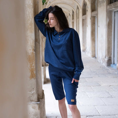 organic merino LS polo plastic-free