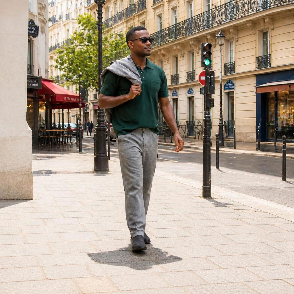 organic merino knit polo shirt plastic-free